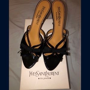 Yves Saint Laurent Sling Back 2 inch black sandals